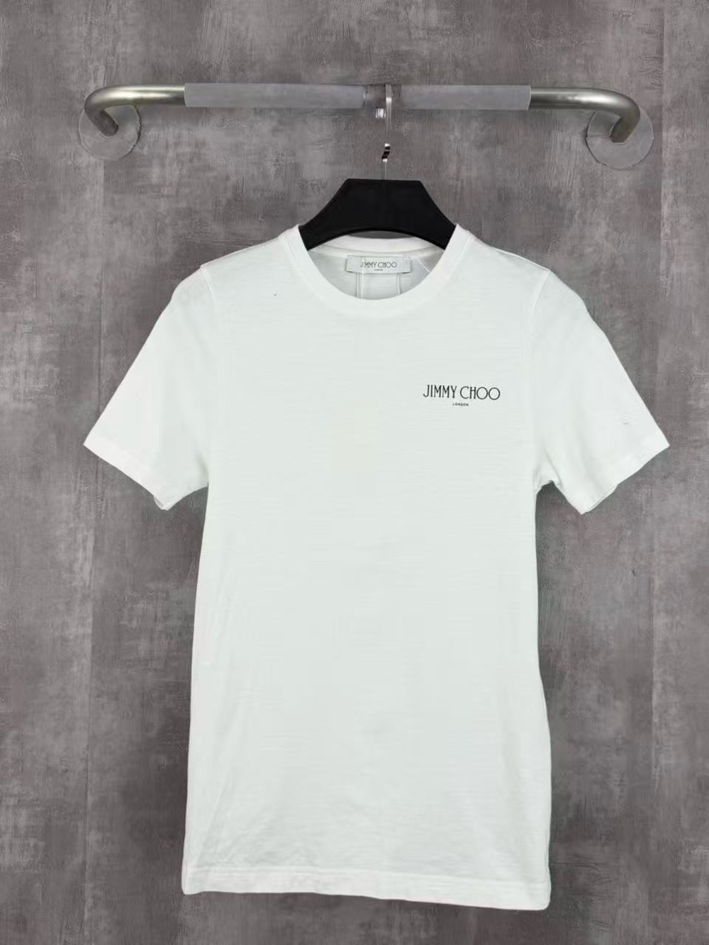 🚩steal Jimmy Choo White Crewneck T-Shirt with Subtle Chest Logo